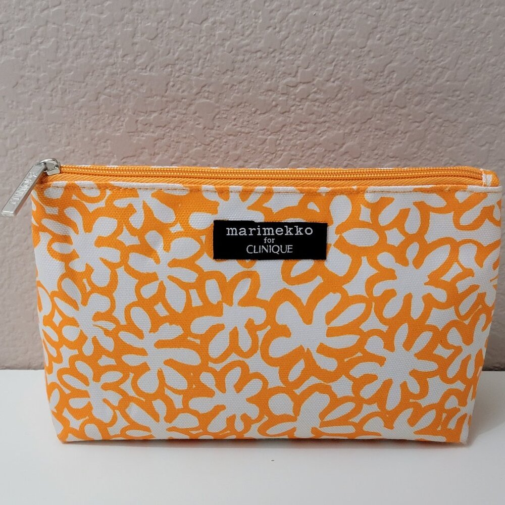 Marimekko for Clinique Orange Floral Cosmetic Bag